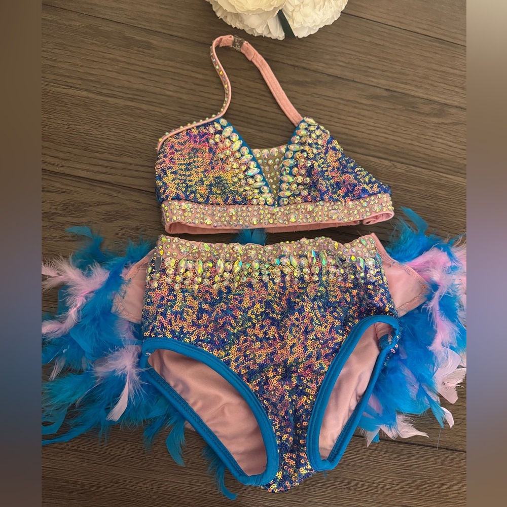 Glamour Multicolor Sequin Kids Dance Costume